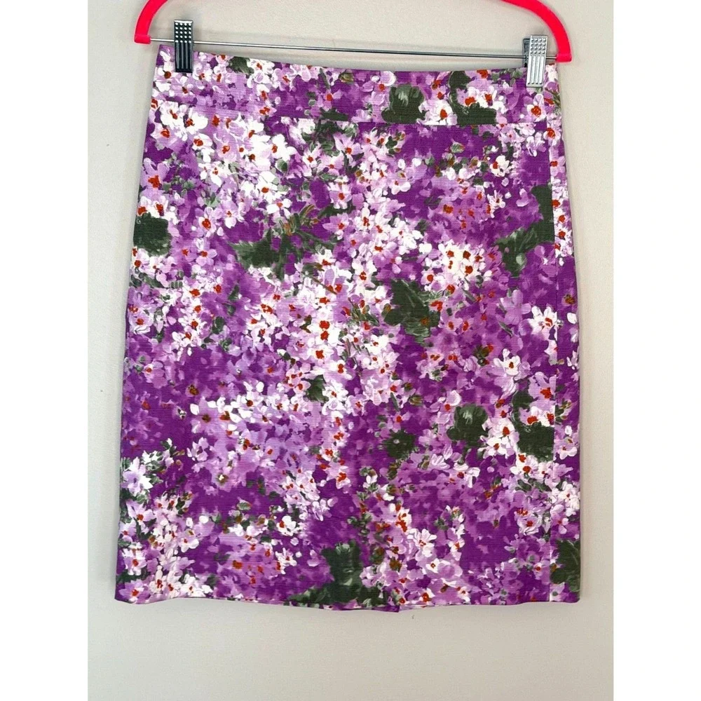 J.Crew Purple Floral Skirt‎ Womens 4 Cotton Mini A-Line Spring